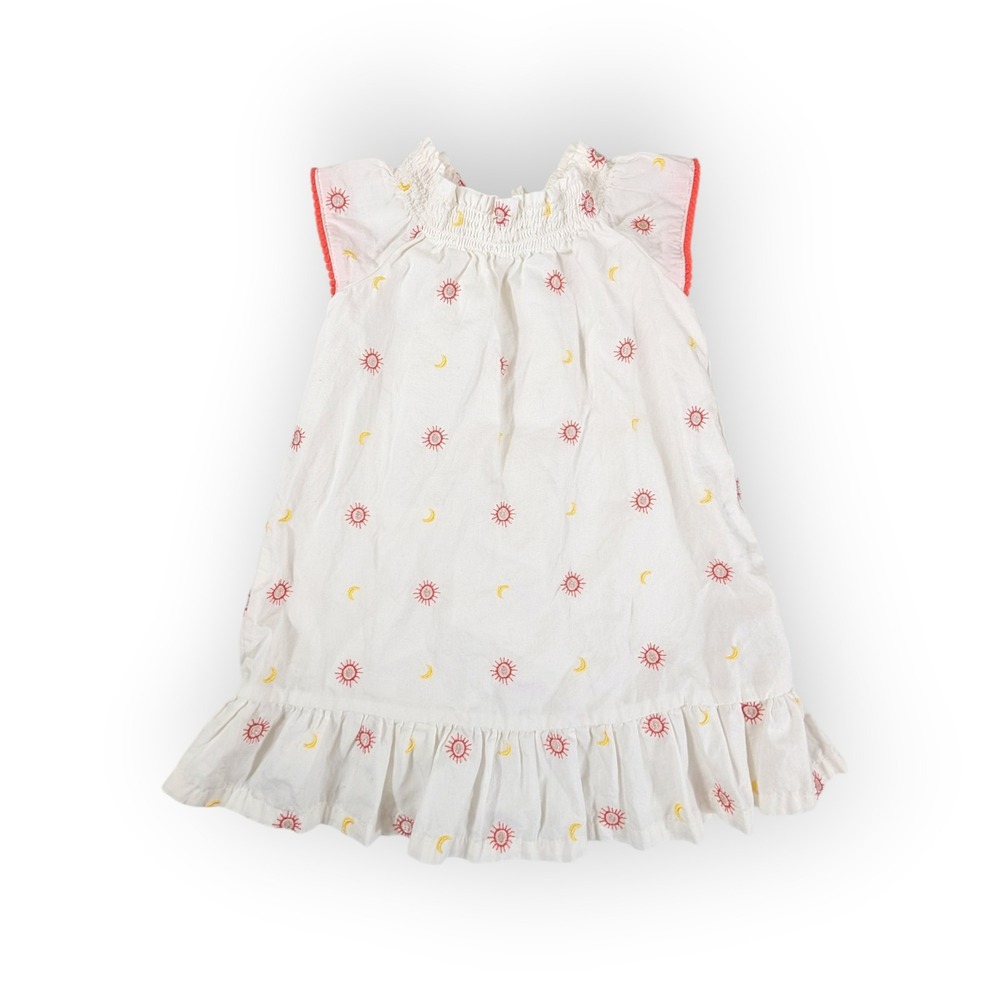 Genuine Kids OshKosh Baby Girls Sun Moon Celestial Smocked Dress White 12M
